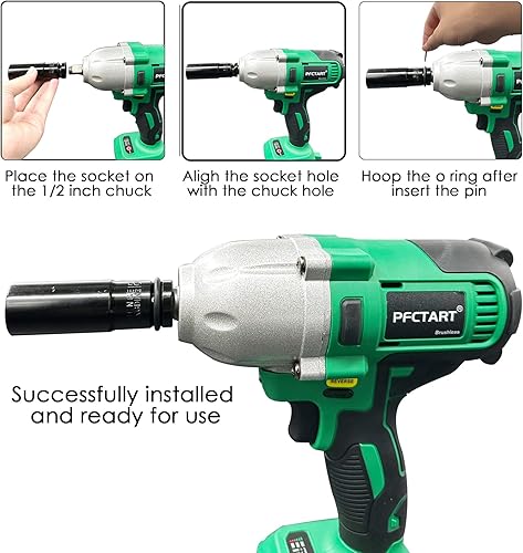 Miniatura 8 de Kit de llaves de impacto sin escobillas de 12 pulgada 800 Nm, 2 baterías de 4.0 Ah, 6 enchufes, caja de herramientas de almacenamiento para