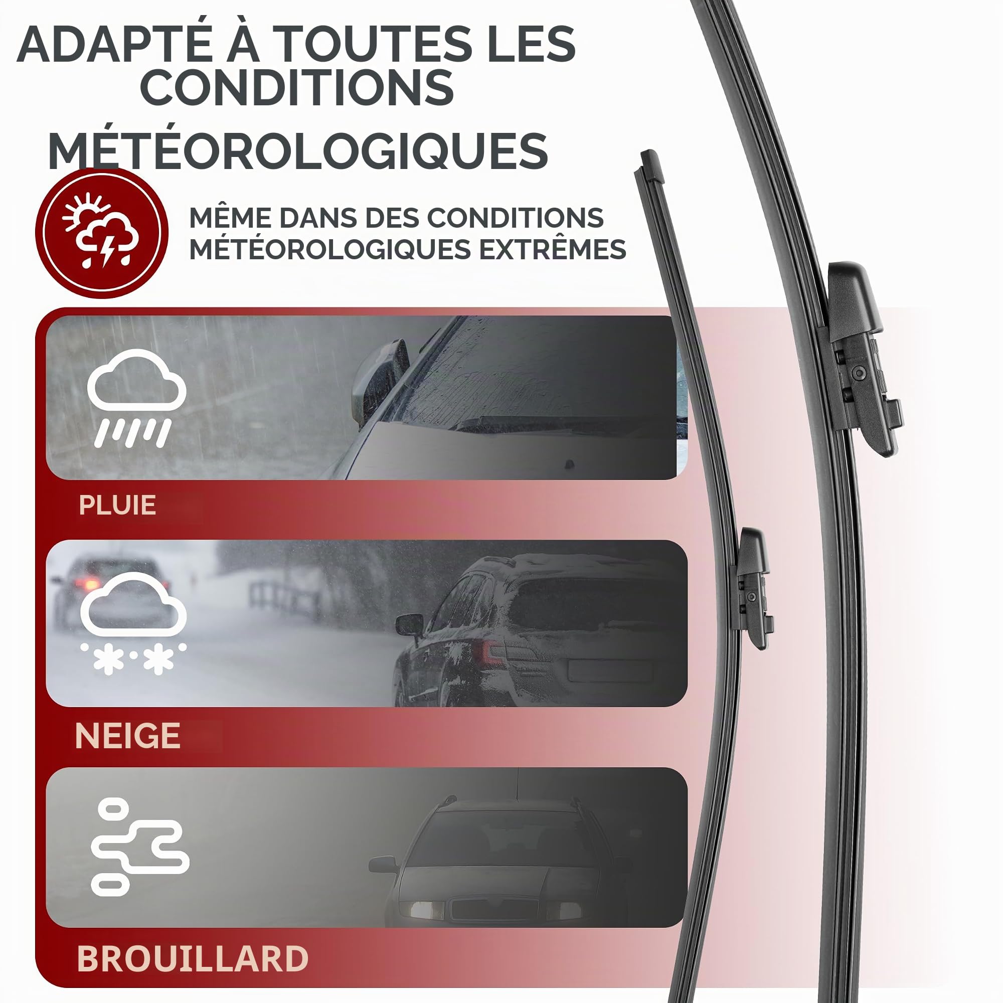 RECAMBO Essuie-glaces avant et arrière adaptés pour Kia Niro | Type DE | Année de construction 2016-2022 - Kit complet d'essuie-glaces