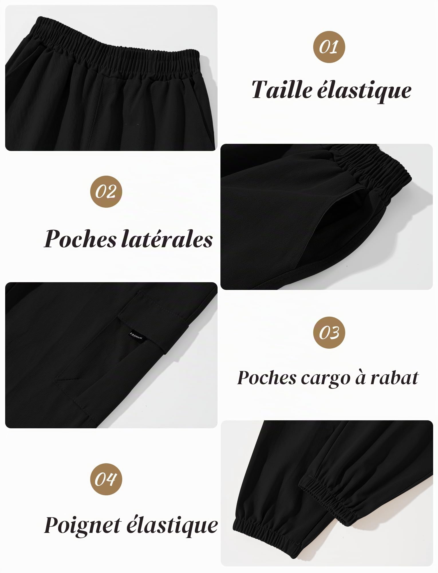 Happy Cherry - Pantalons Cargo Baggy Garçons Adolescents Pantalon Jogging Décontracté Coton Enfants Streetwear pour Dance Extérieur École - 5-13 Ans