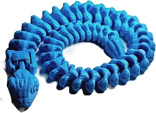 FlexiMech Rattlesnake 3d printed Snake 12" Flexible Reptile Mouth Opens Fidget Toy (Sky Blue)