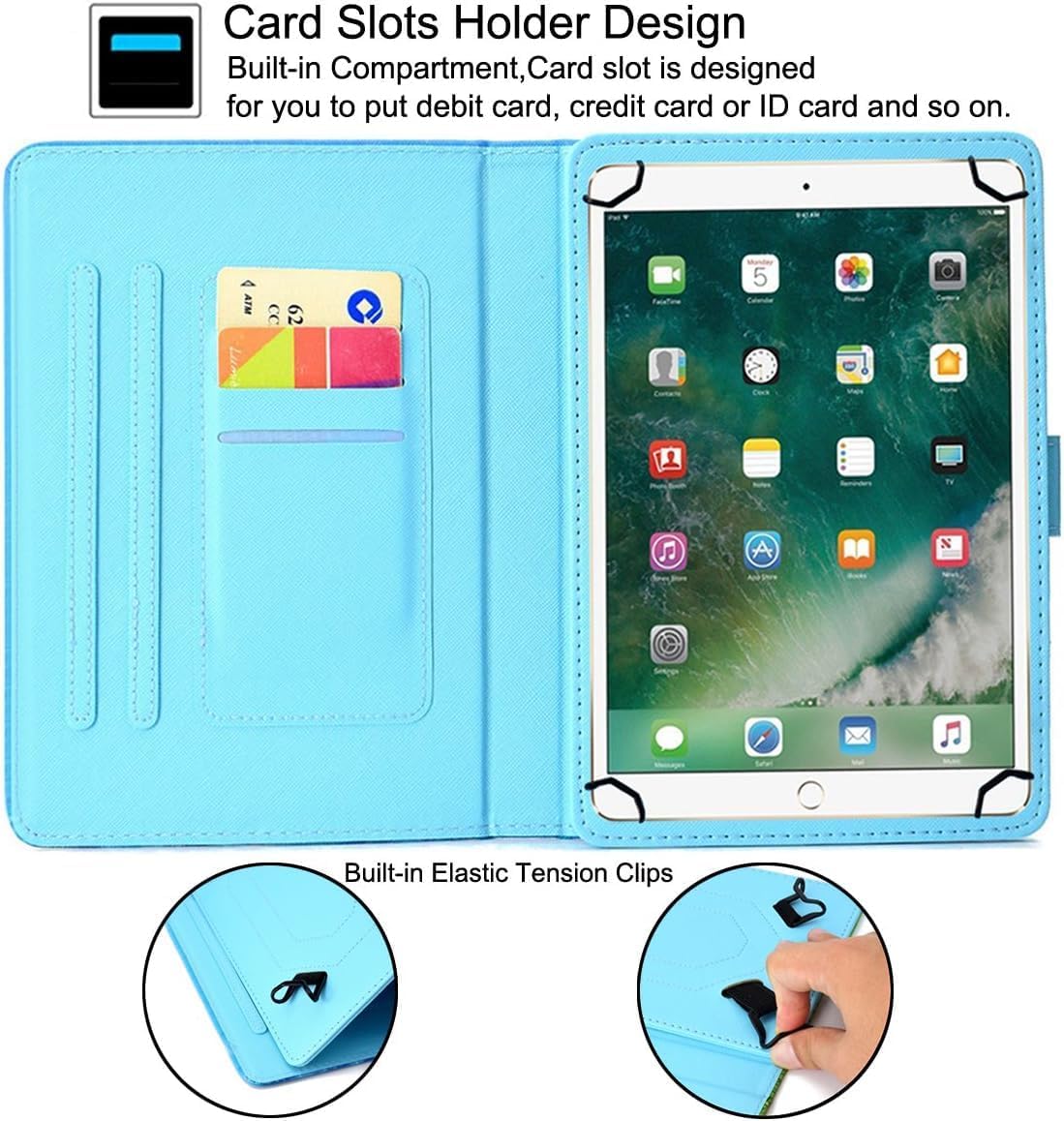 Universal Case for 7.9-8.7 inch Tablet, GSFY Stand Folio Protective Cover for 7.9/8.0/8.3/8.4/8.7 inch Touchscreen Tablet with Multiple Viewing Angles Document Card Pocket, Sunset Glow image 2