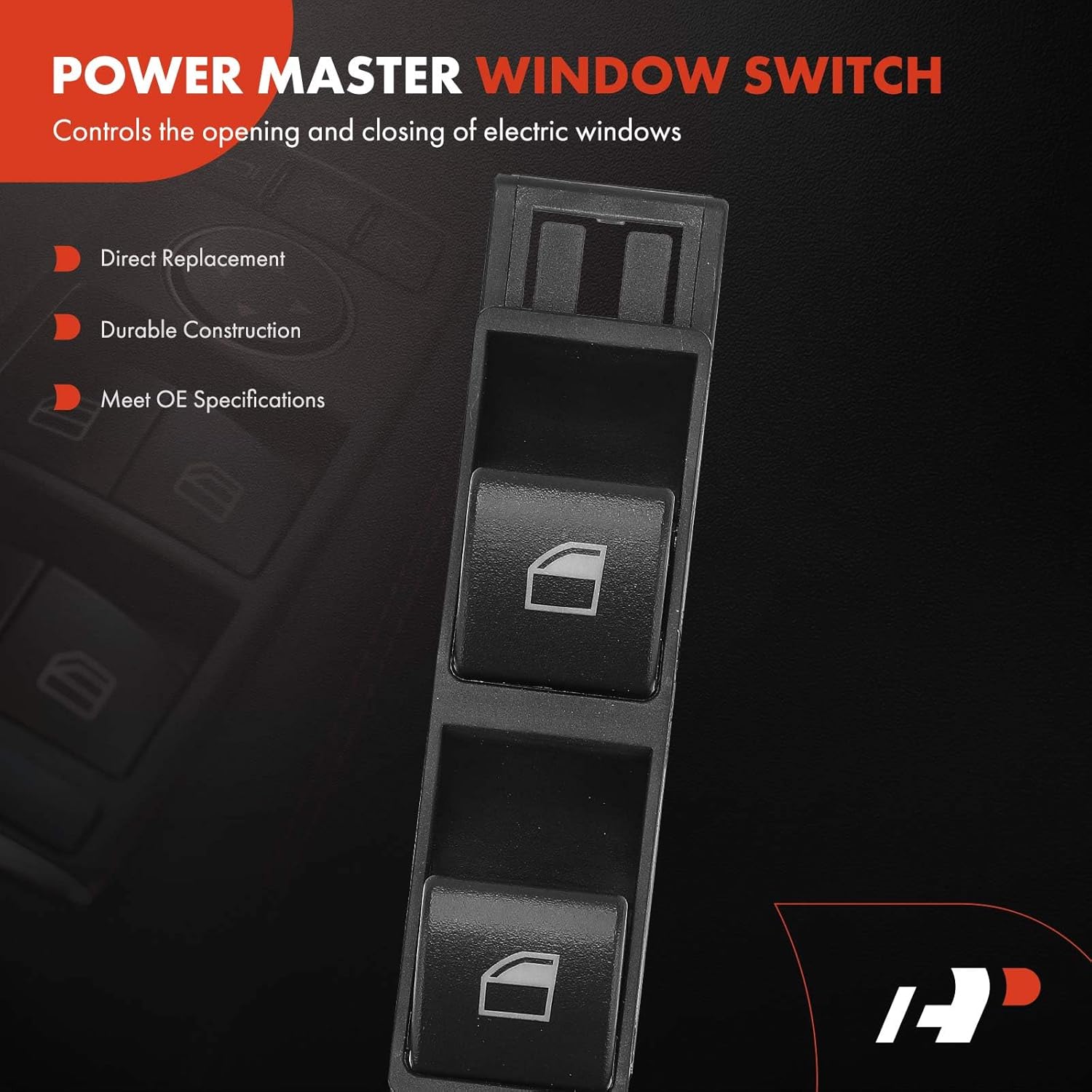 A-Premium Power Window Switch Compatible with BMW 323i 1999-2000 Sedan, 325i 2001-2005, 325xi 2001-2005, 330i 2001-2005, 330xi 2004-2005, Front Right Passenger Side