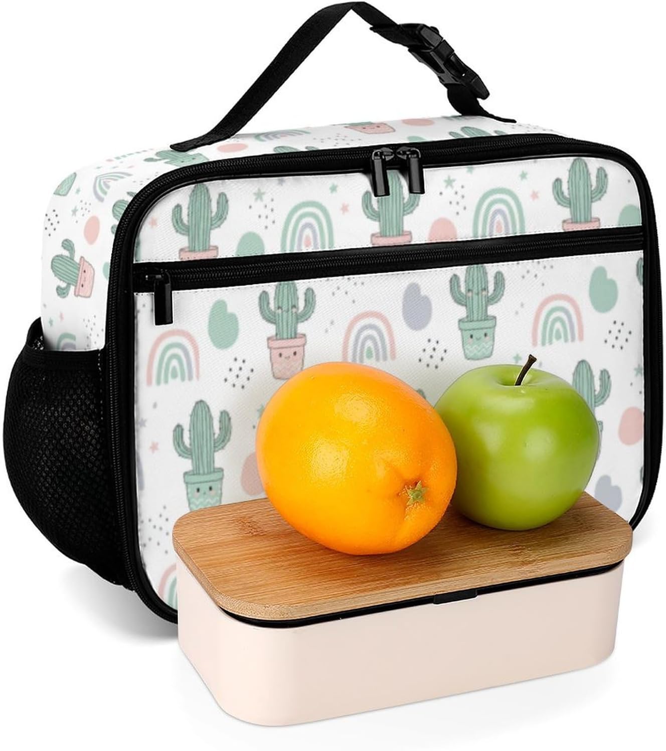 Cute Cacti Succulents Reusable Lunch Box Insulated Lunch Bag Cooler Bag Lunchbox Meal Food Container Tote Bag for Women Kids Girls School Camping Hiking Picnic Beach Travel