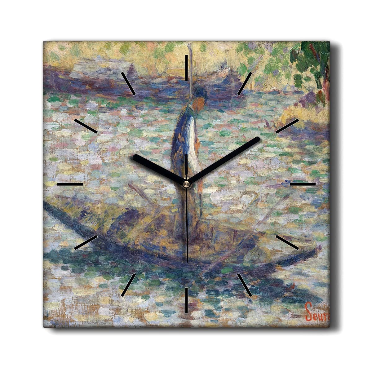 Horloge sur toile 30x30 cm Seurat pour salon silencieuse
