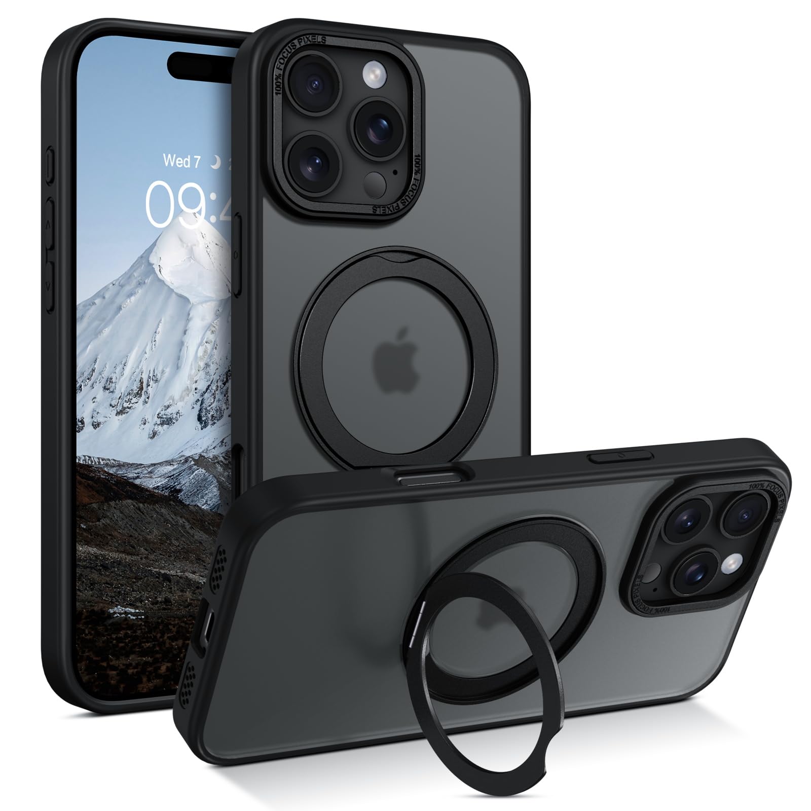 Photo 1 of BENTOBEN for iPhone 16 Pro Magnetic Case, iPhone 16 Pro Phone Case Compatible with Magsafe, Rotatable Ring Holder Kickstand Design Shockproof Women Men Girl Boy for iPhone 16 Pro 6.3 Inch 2024, Black