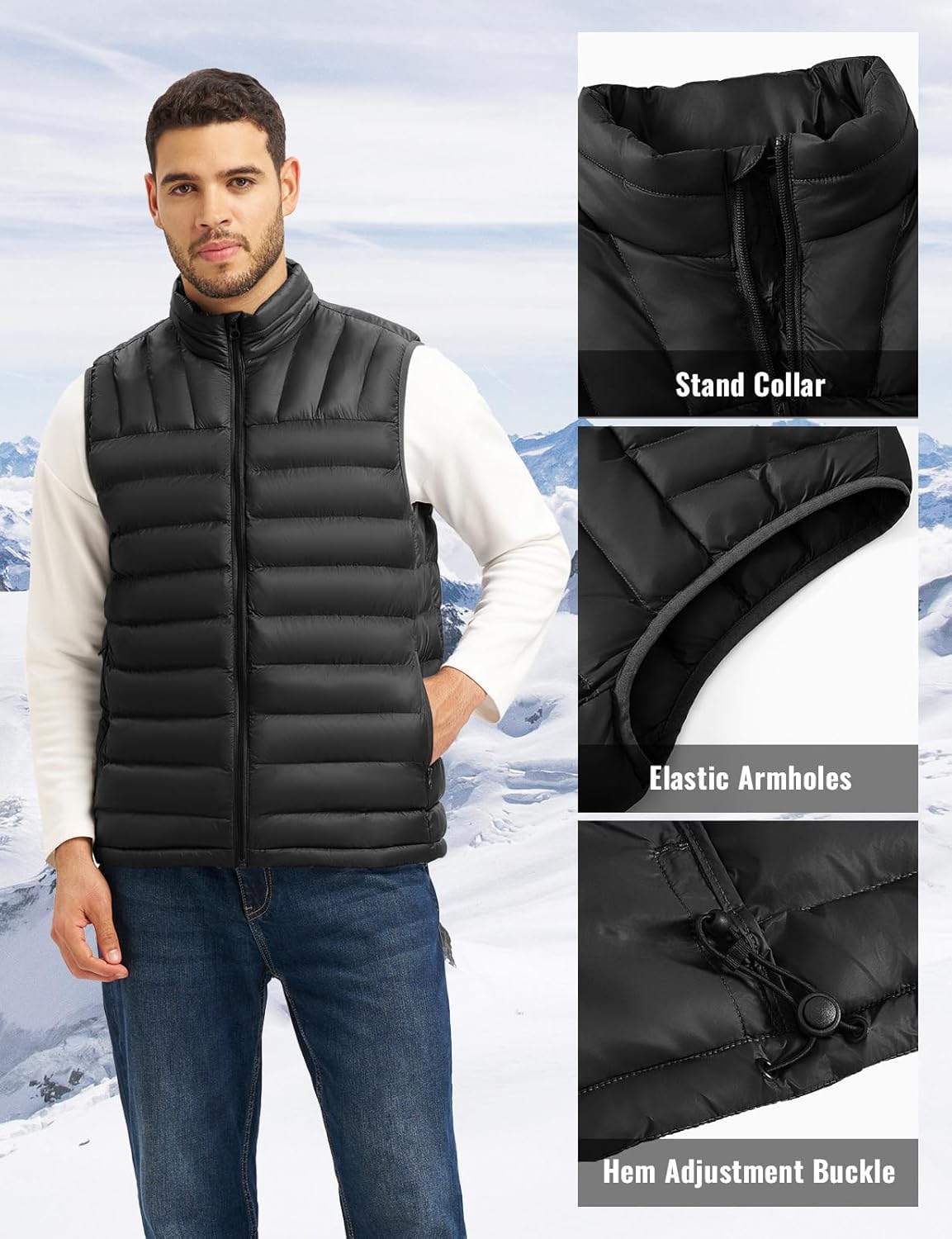 Rdruko Men's Puffer Vest Packable Outdoor Insulated Lightweight Outerwear Puffy Winter Warm Casual Vest with 4 Pockets - Image 7