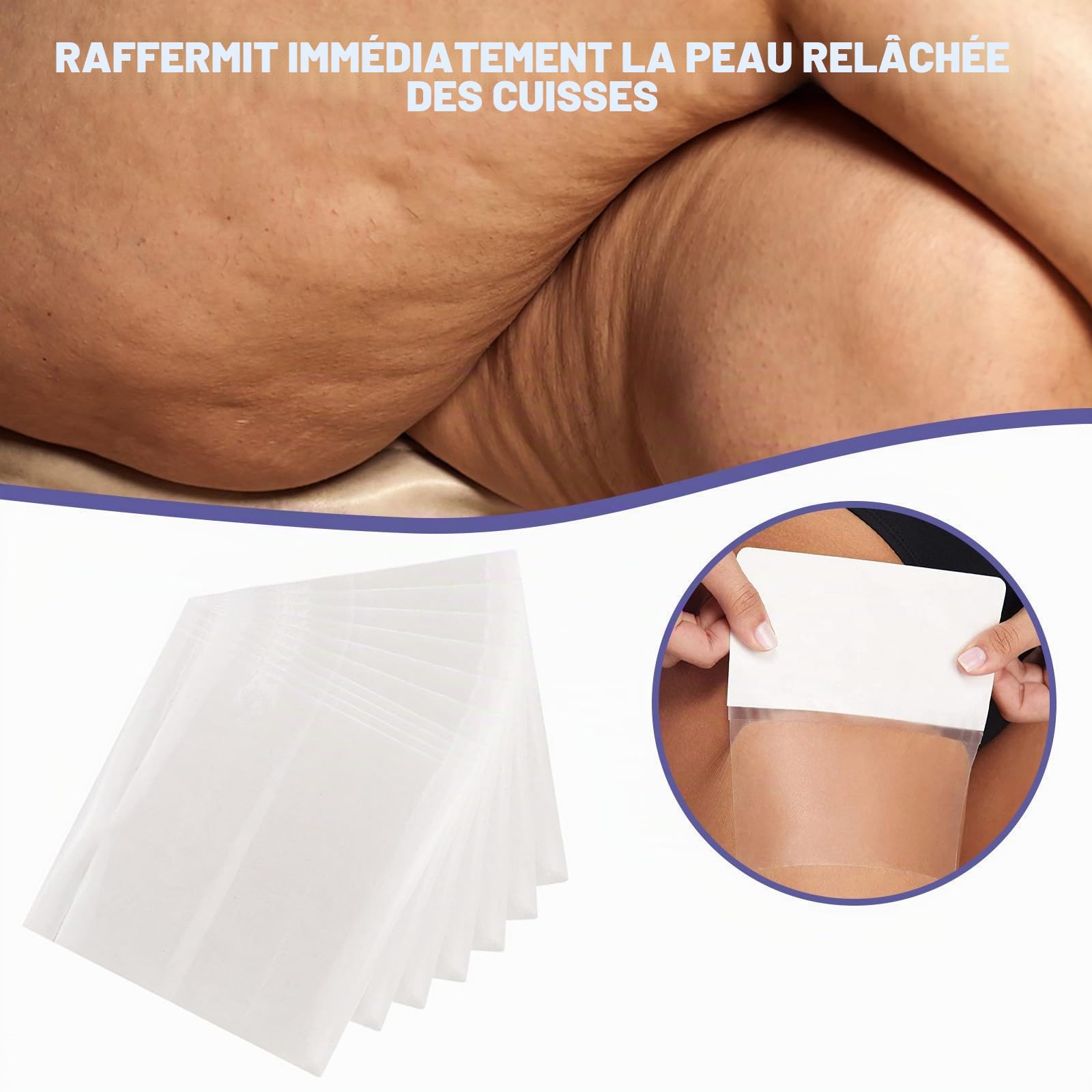 Invisible Thigh Lift Tape,Patch de Serrage de la Cuisse,Bande de Levage des Cuisses,Patch pour le Corps Raffermissant et Modelant,Ruban Adhésif pour Peau Affaissée (20 Pièces)