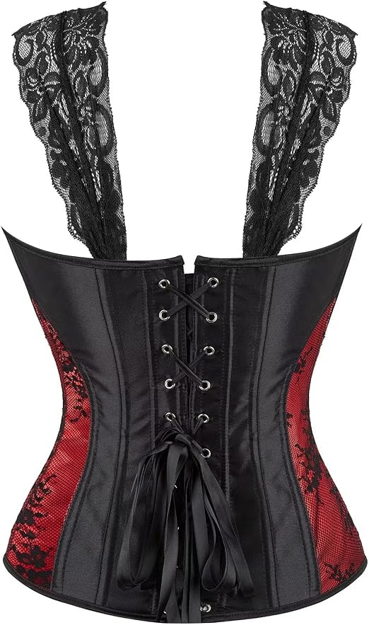 jutrisujo Corset Top with Straps Women Lace Zipper pu Bustier