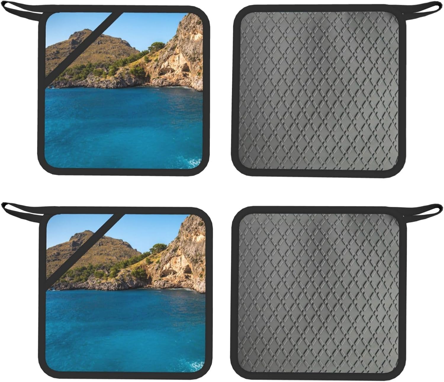 Arch in Mallorca Spain Oven Mitts and Pot Holders Set of 4 Heat Resistant Kitchen Gloves with Silicone Palm Hot Pads for Baking Cooking Grilling BBQ