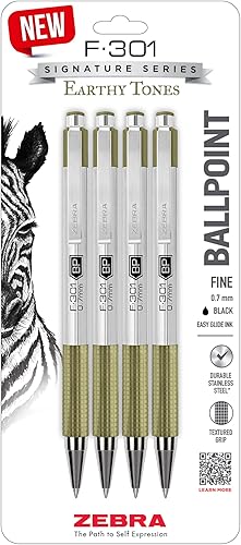 Vista 68 de Zebra Pen F-301 Bolígrafo retráctil de acero inoxidable de 0.028 in, 12 unidades, tinta de fácil deslizamiento, agarre antideslizante, clip de negro