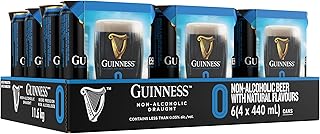 Guinness Draught 0.0 Alcohol Free Stout | 0% vol | 24 x 440ml | Notes of Sweet Malt & Hop Bitterness | Dark Ruby Red Beer | Creamy Head | Hints of Chocolate & Coffee