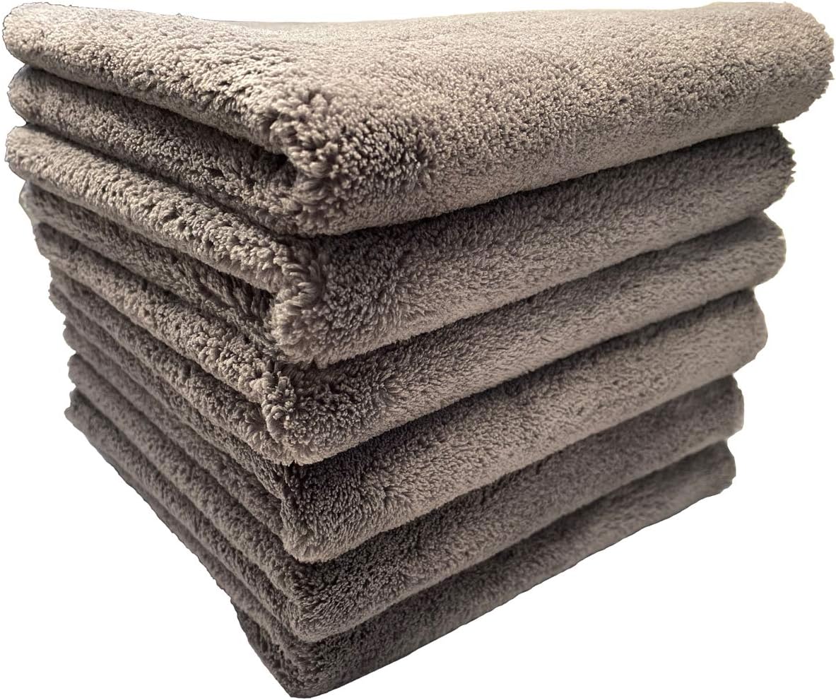 SOFTBATFY Edgeless Microfiber Towel for Car, Soft Drying Wash Detailing Buffing Waxing Polishing Towel, 500 GSM 6 Pack 16 x 16inches(Blue) : Automotive