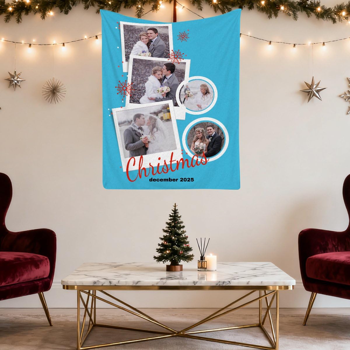Manta personalizada con 5 fotos para cama o sofá, regalo personalizado para mujeres y hombres, regalos personalizados para amigos, familia, pareja, boda