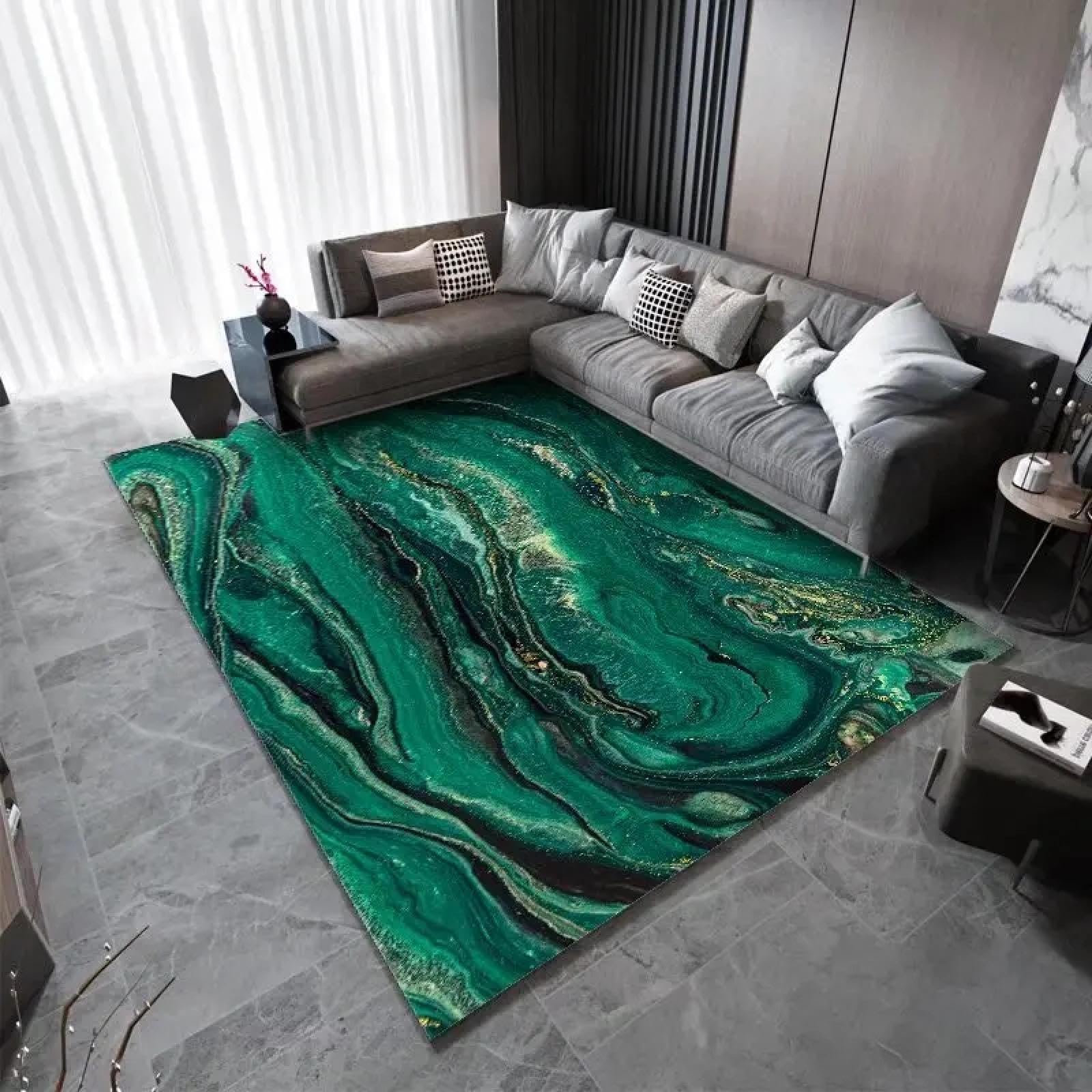 Tapis vert de luxe 100x140cm moderne et doux en velours pour embellir votre chambre