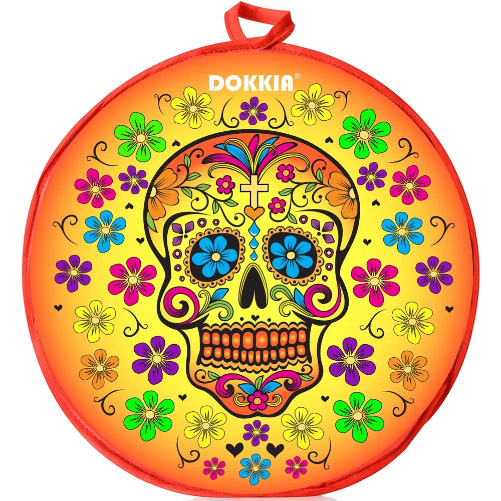 DOKKIA Tortilla Warmer Taco 12 Inch Insulated Cloth Pouch - Microwavable Use Fabric Bag Servers to Keep Food Warm (12 Inch, Sugar Skull Day of The Dead Dia De Los Muertos Halloween Cinco De Mayo)