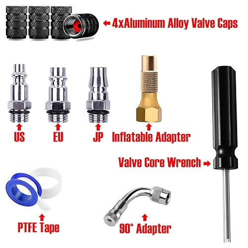 Miniatura 6 de Medidor digital de presión de neumáticos de 200 PSI con inflador, acoplador de conexión rápida de portabrocas de aire, válvula Schrader estándar de