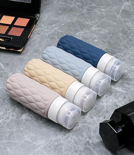 Miniatura 6 de ITDAWEI Paquete de 4 botellas de viaje para artículos de tocador, botellas de viaje portátiles de silicona de 3.4 onzas aprobadas por la Tsa,
