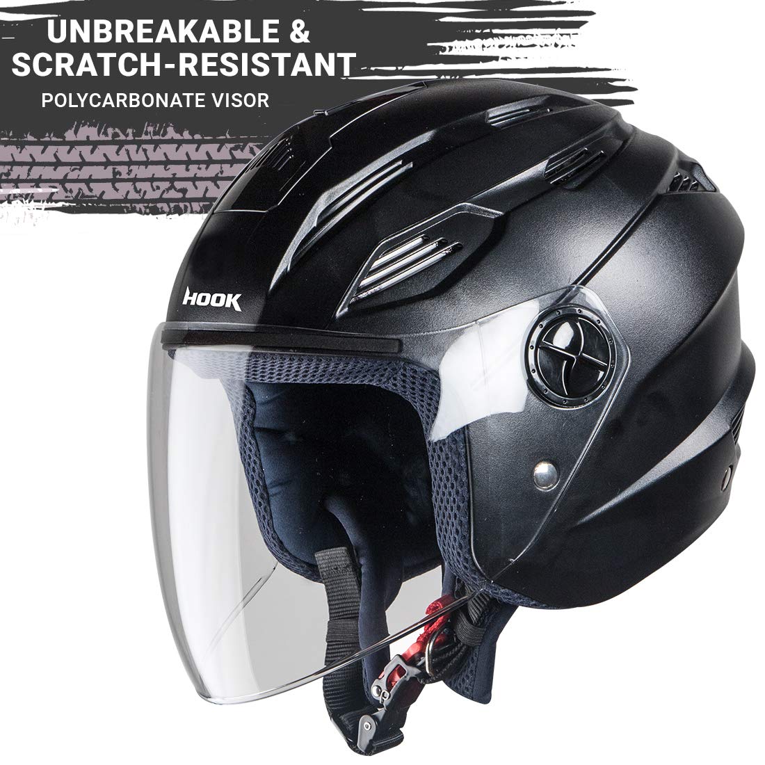 Steelbird SBA-6 Hook Dashing Open Face Helmet : Amazon.in: Car