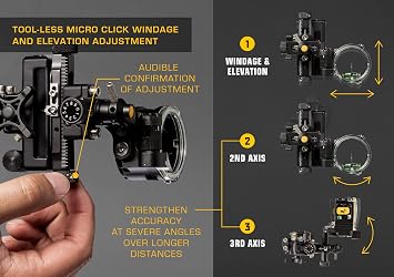 Trophy Ridge React One Pro Dovetail Bow Sight - Accuracy up to 100 Yards, Tool Less Windage and Elevation Adjustability, 2nd/3rd Axis Leveling, Adjustable Click Light