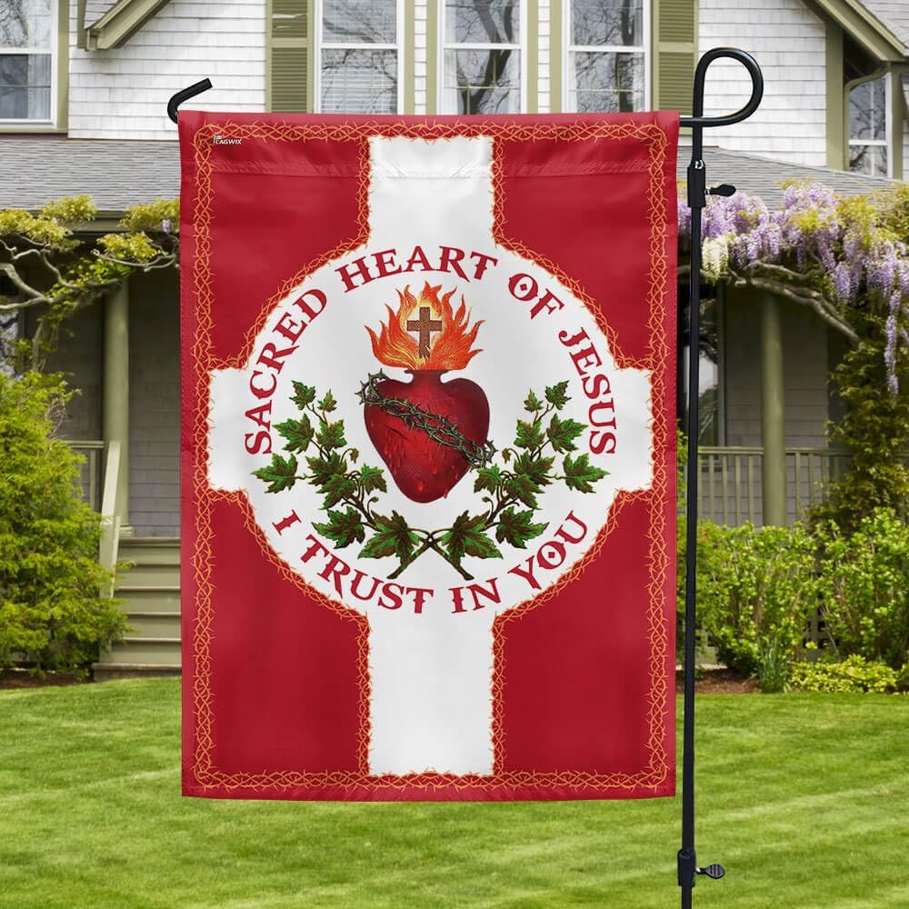 American Flag-Sacred Heart Of Jesus I Trust In You Christian Catholic Flag TPT1970F, House Flag (29.5" x 39.5")-USA Flags Premium Polyester-Decorative Indoor Outdoor Flag
