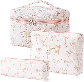 Juego de 3 bolsas de maquillaje acolchadas de...