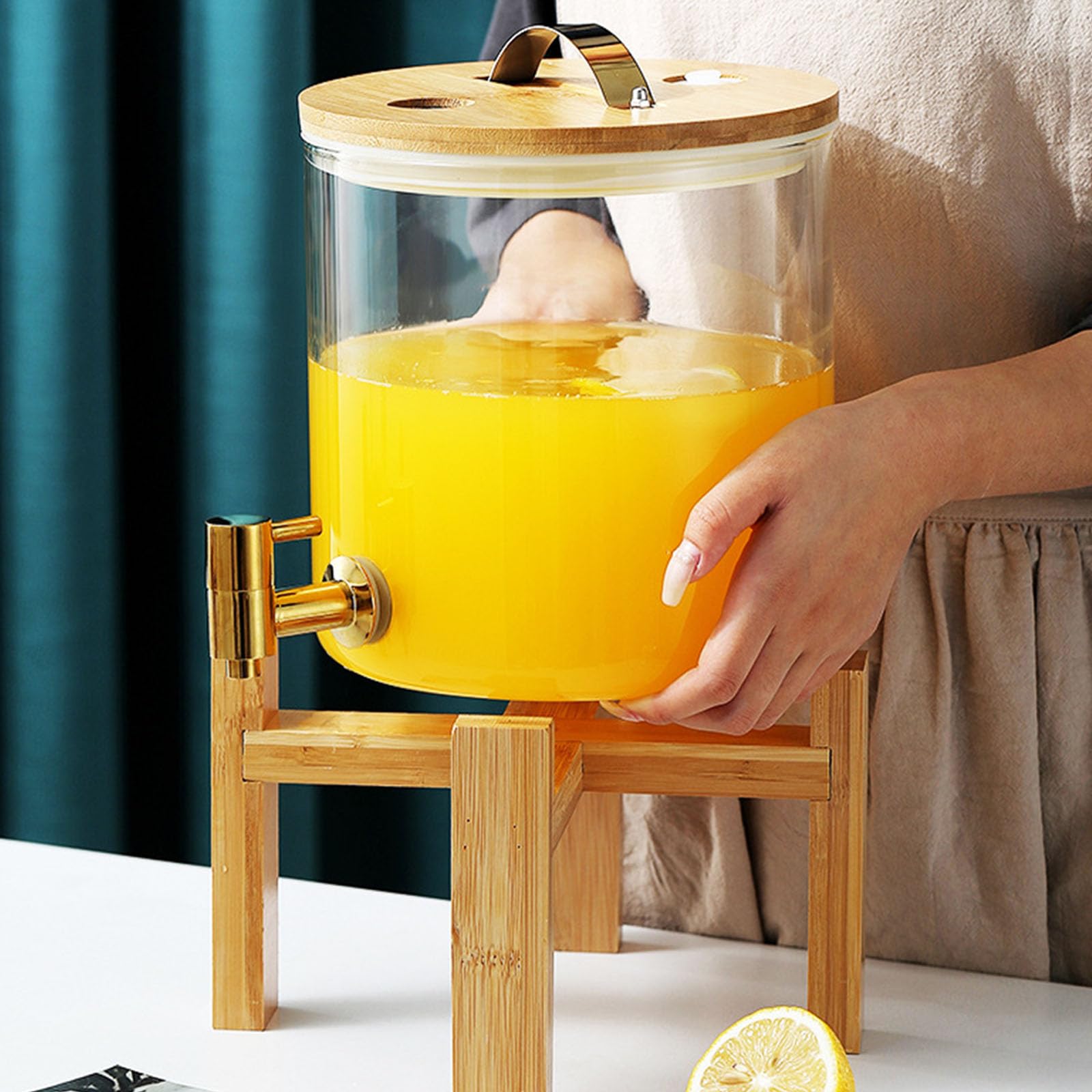 Glazen Drankdispenser Voor Feesten, Glazen Pot Drankdispenser Met Standaard Glazen Drankdispenser Met Roestvrijstalen Kraan Voor Barbecue, Picknick, Zwembadfeest,Faucet a,Bracket A~3L