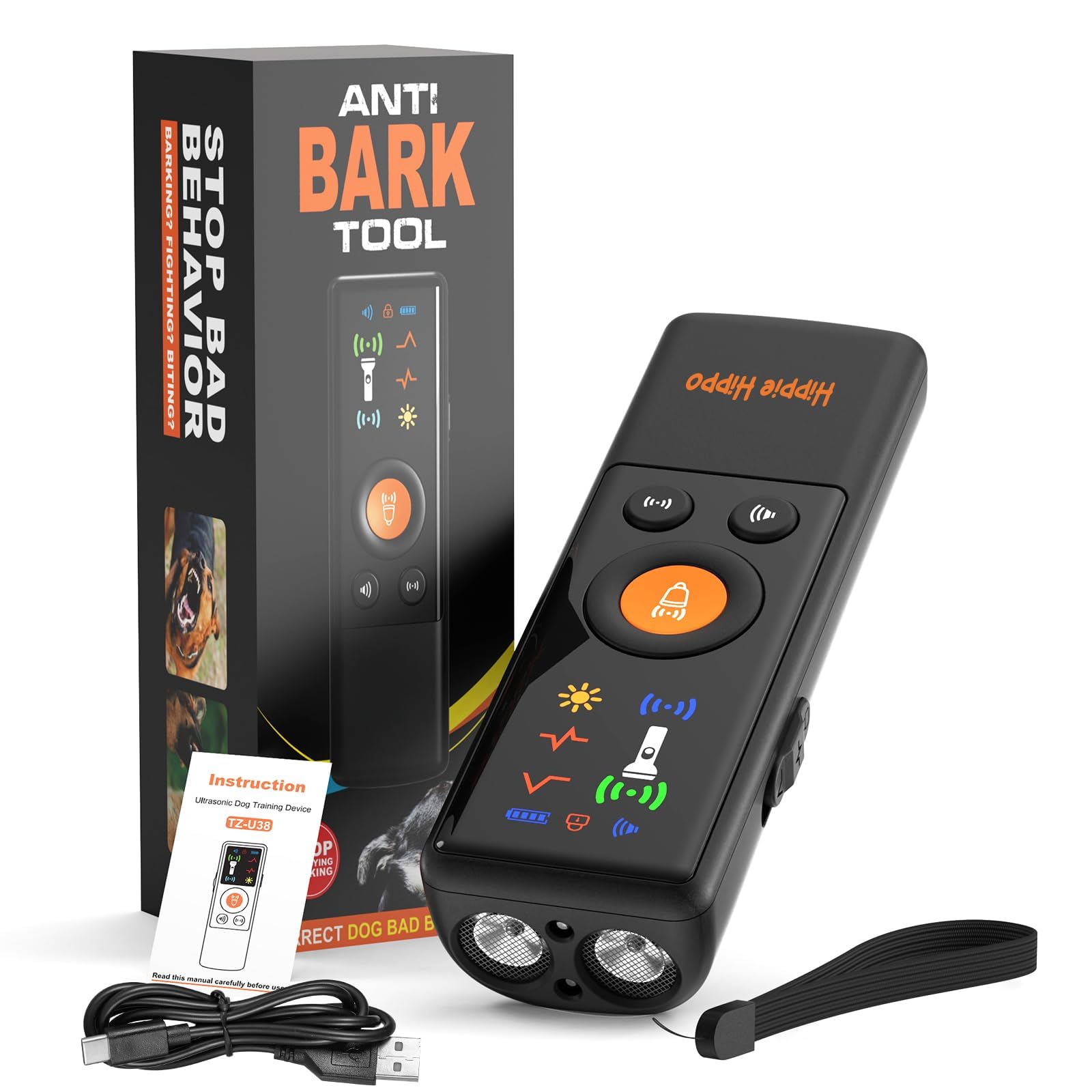 Anti-Bell-Gerät für Hunde, Ultraschall-Abschreckung mit LCD-Bildschirm und 3 Steuermodi, stoppt schlechtes Hundeverhalten, effektive Reichweite 7 m für den Innen- und Außenbereich