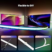 Vista 7 de MIWISE LED Strip Lights,RGB Smart IC COB LED Strip Light Color Chasing,24ft Multicolor Flexible LED Tape Light,Music Sync with APP