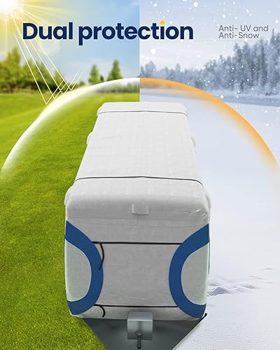 Miniatura 4 de KING BIRD Tearstop-Tec - Cubierta de remolque de viaje resistente, se adapta a autocaravanas de 20 a 22 pies para nieve de invierno, anti-UV,