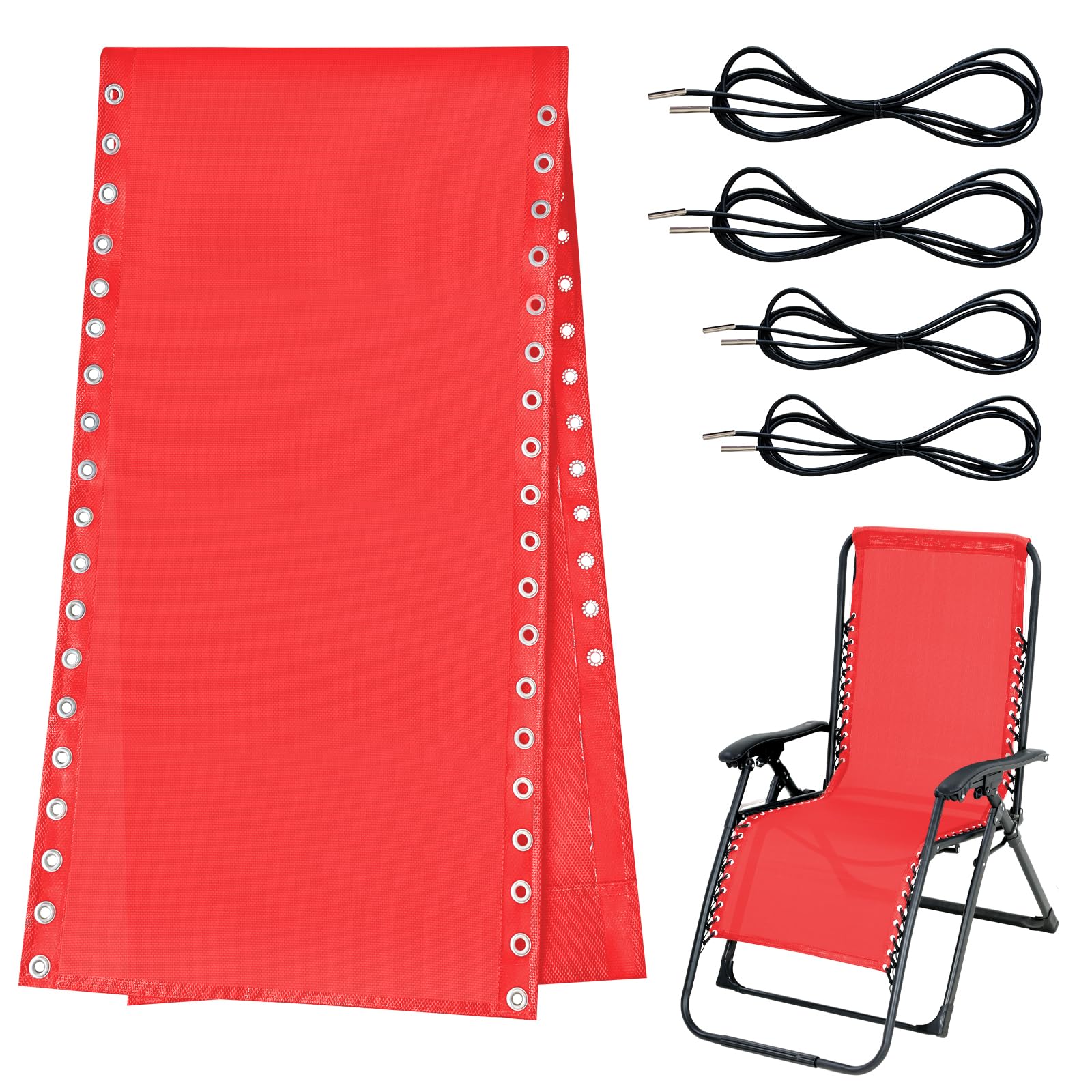 Silla de repuesto de tela de gravedad cero con kits de cable, paño de reparación de 17 pulgadas de ancho con cuerda elástica de repuesto para sillas antigravedad, silla de patio, silla de