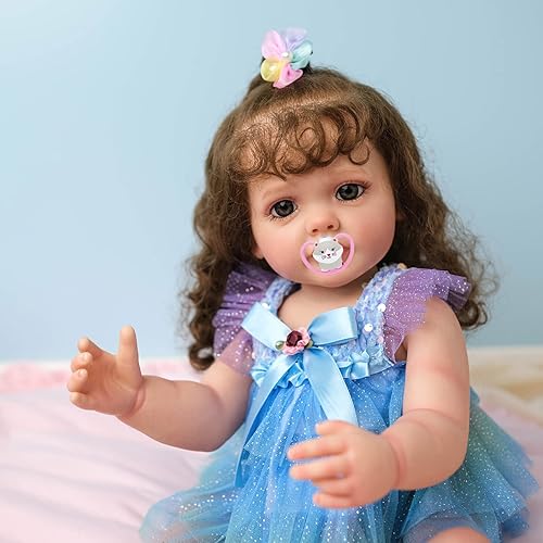 Miniatura 2 de TERABITHIA Muñeca de bebé recién nacida realista de 22 pulgadas, hecha a mano en vinilo de cuerpo completo, realista, recién nacida, princesa, niña,