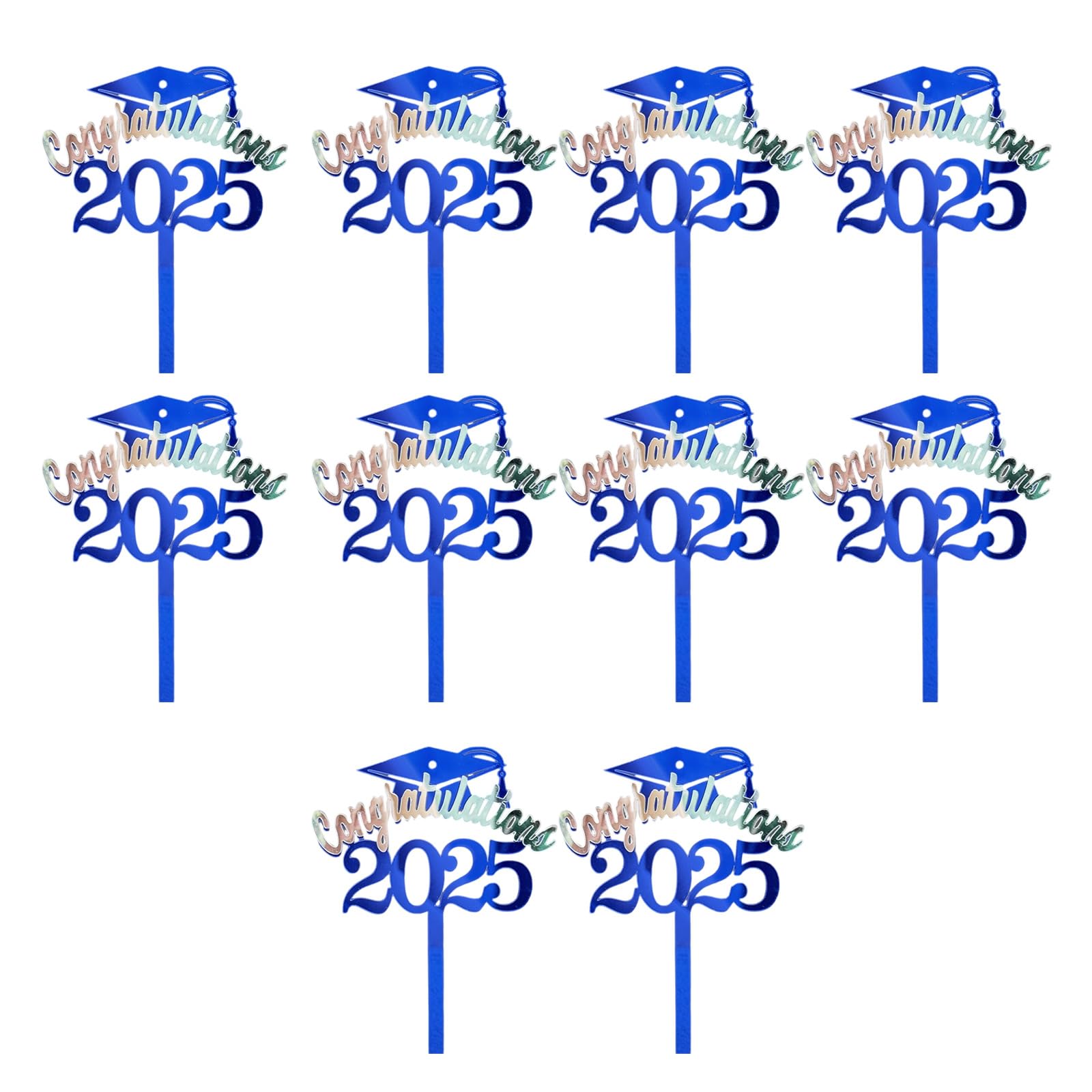 Tsophreniq 10PCS Graduation Cake Toppers Metallic Bachelor Hat Decorations for Dessert Table Setting Party Supplies Toppers