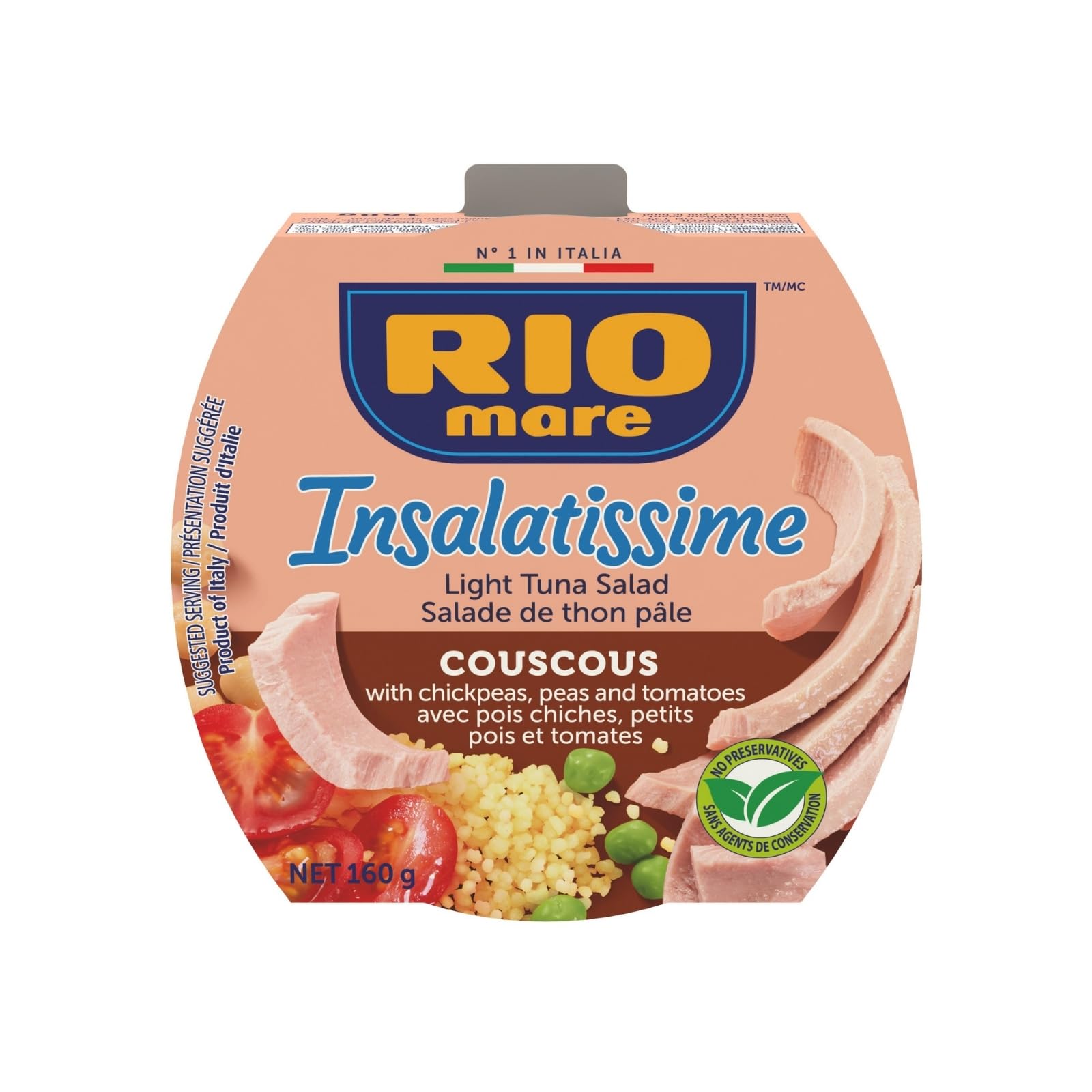 Rio Mare - Insalatissime Tuna Salad - Couscous and Light Tuna - Ready to Eat Salad High in Protein No Preservatives 160g