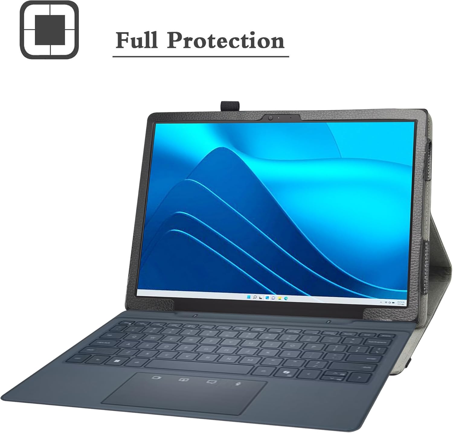 MAMA MOUTH for Dell Latitude 7350 Detachable Case,PU Leather Folio 2-Folding Stand Cover for Dell Latitude 7350 Detachable 13" Tablet (Not fit Other Dell Laptop),Black - Image 2