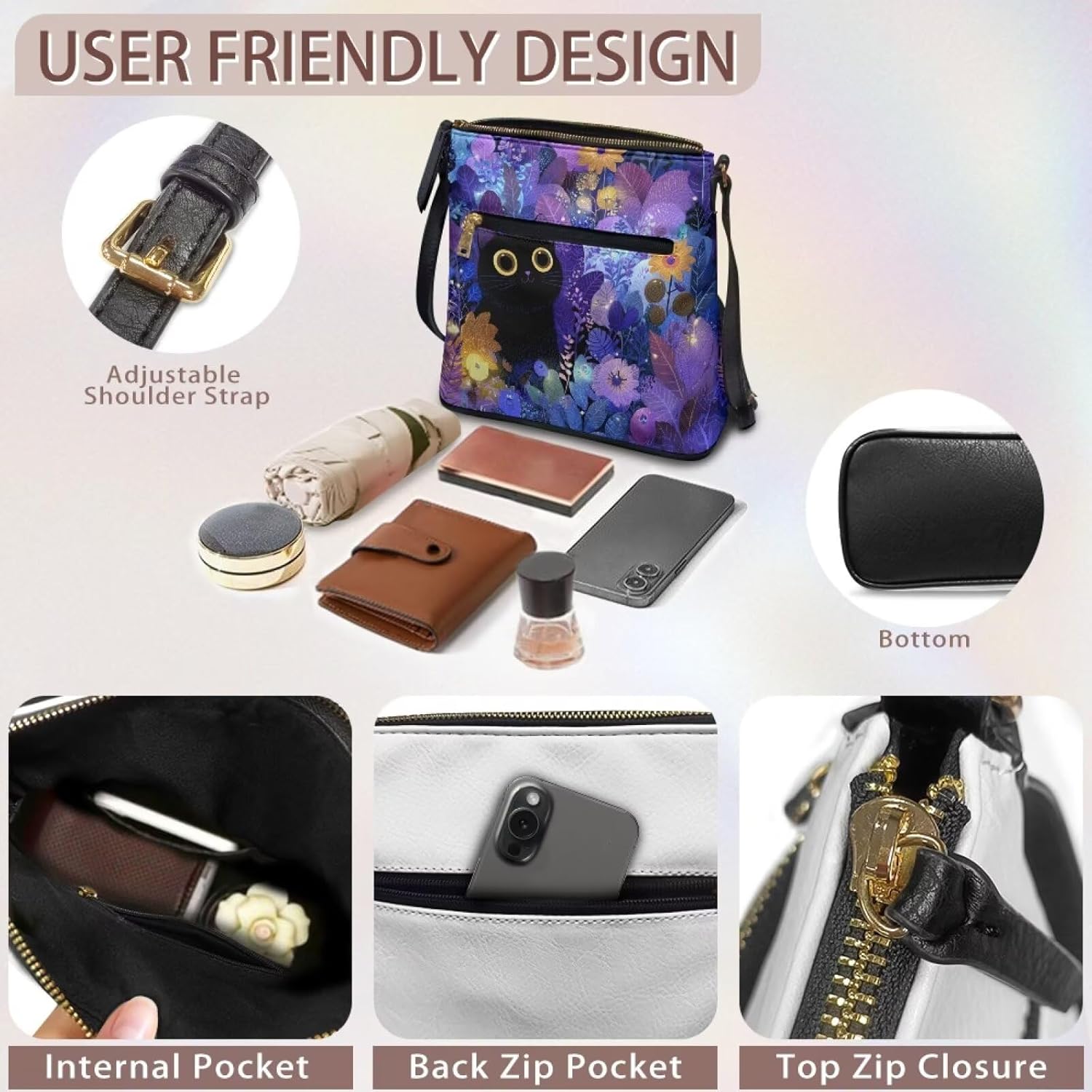 HUGS IDEA Crossbody Bag for Women Leather Handbag Sling Bag Large Hobo Bag Cell Phone Bag
