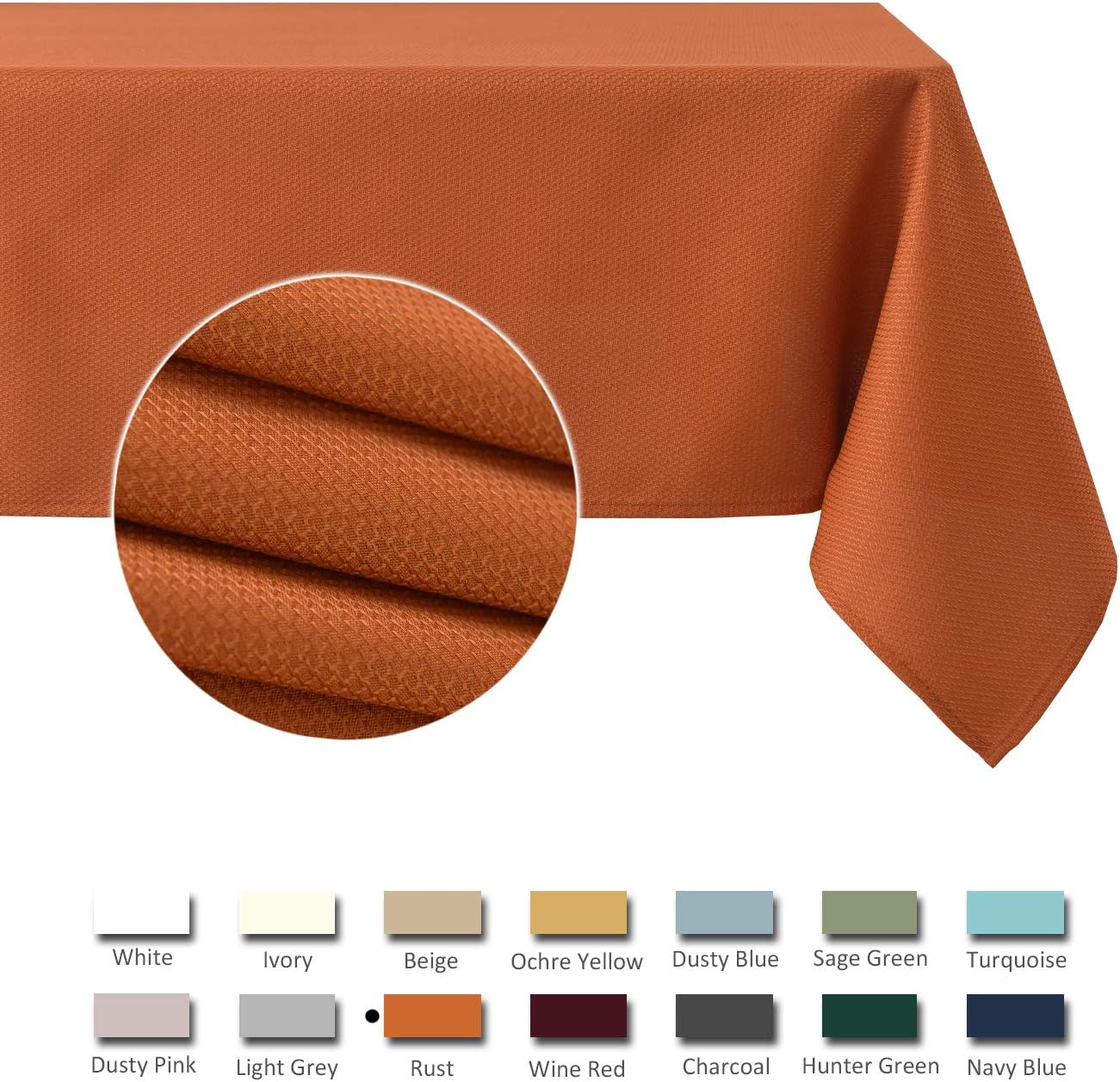 maxmill Square Jacquard Tablecloth Water Resistance Antiwrinkle Spill Proof Textured Table Cloth, Decorative Fabric Table Cover for Thanksgiving Parties Event Holiday Dinner, 70 x 70 Inch, Rust : Home & Kitchen