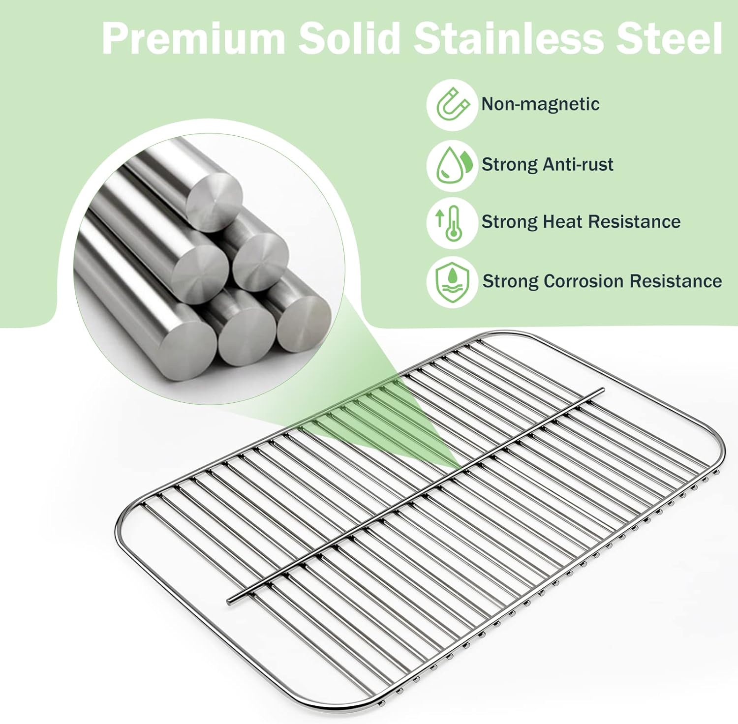Criditpid 80631 Stainless Steel Grill Grate for Weber Go-Anywhere Charcoal and Gas Grills, 16 x 10 inch Grill Cooking Grate Grid Replacement Parts for Weber 70211, 3634, 67195