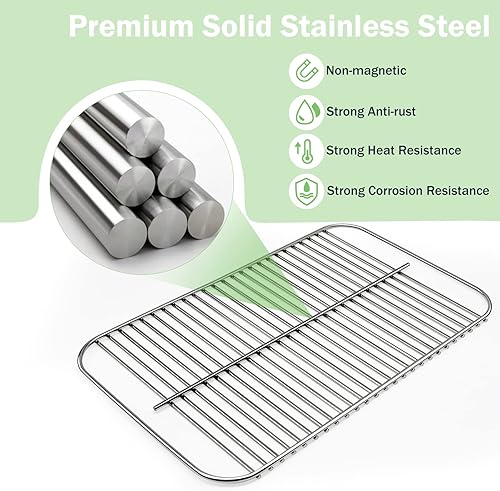 Miniatura 3 de Criditpid 80631 Rejilla de acero inoxidable para parrillas de carbón y gas Weber Go-Anywhere, 16 x 10 pulgadas, piezas de repuesto para Weber 70211,