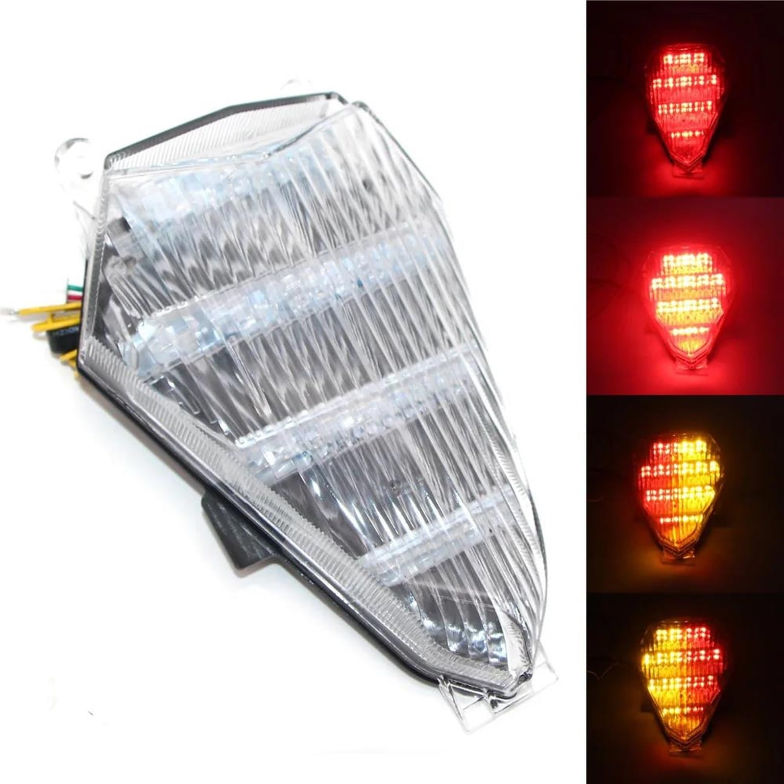 Feu Stop Clignotants De Moto Feu Arrière Intégré Indicateur De Feu Clignotant pour Y&amaha YZF R6 YZF-R6 YZFR6 2006 2007 Clignotants(Clair)