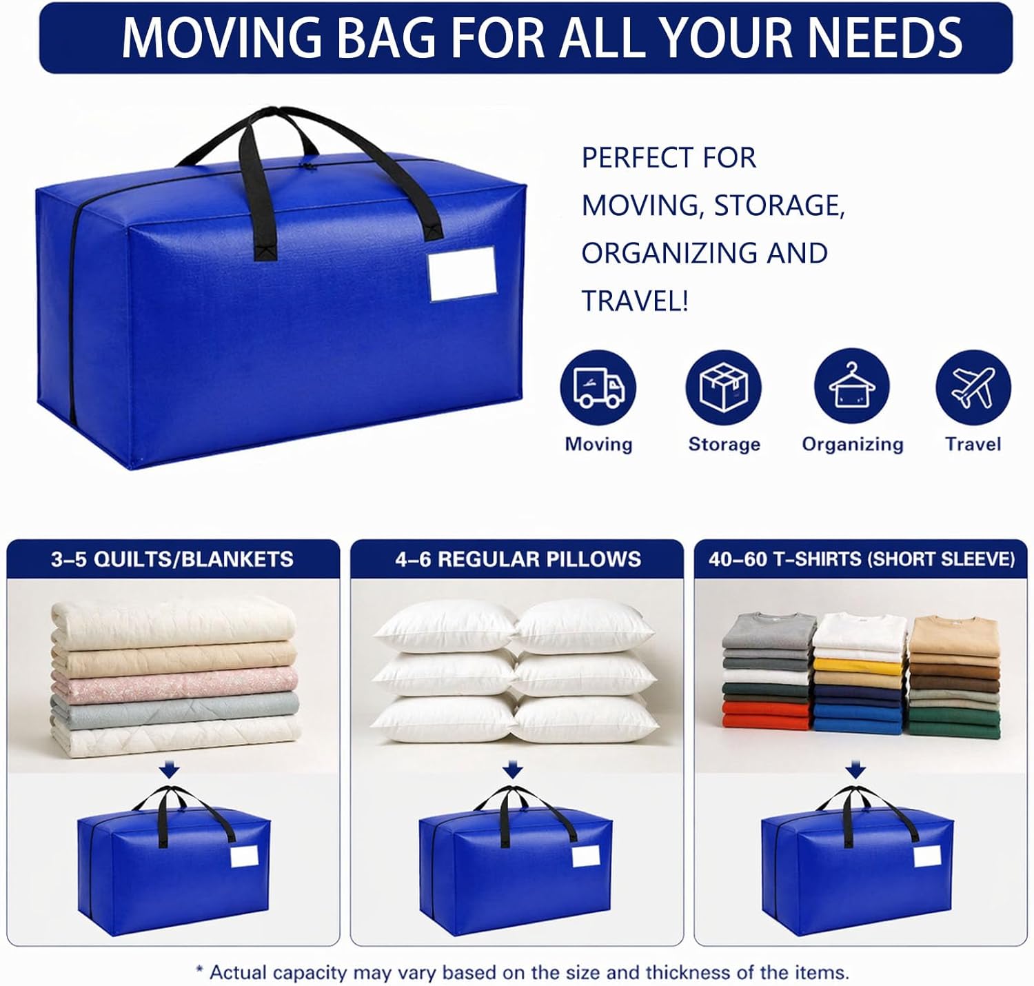 8 Pack Reusable Moving Bags Heavy Duty Backpack Straps Big Plastic Storage Totes for Camping Travel Home RV Woven Foldable Luggags Moving Bags for College Student Dorm Room Essentials 93 L 25 Gallons