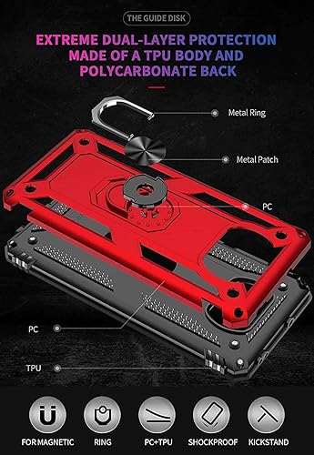 Miniatura 5 de YaHan Funda para Xiaomi Poco X3 NFCXiaomi Poco X3, anillo giratorio de 360 grados, soporte híbrido, resistente, de doble capa, a prueba de golpes,