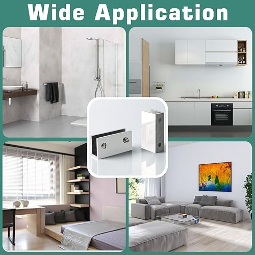 Miniatura 4 de Alise 2 soportes de estante de vidrio, abrazaderas de vidrio ajustables para ducha, soporte de abrazadera resistente, soportes de acero inoxidable