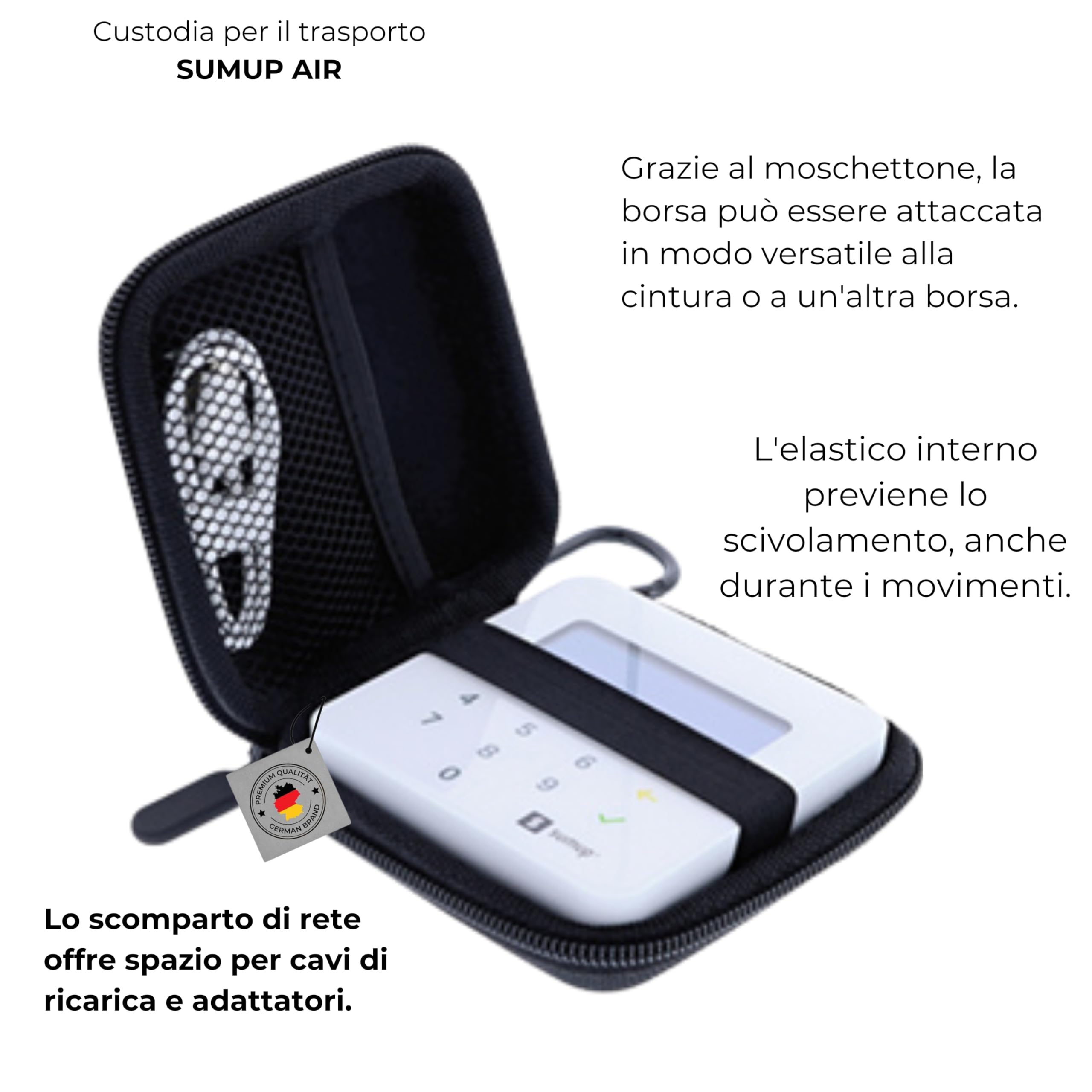 Borsa compatibile con terminale di pagamento SumUp Air custodia protettiva guscio rigido custodia per lettore di carte antiurto resistente alla polvere impermeabile custodia accessori nero