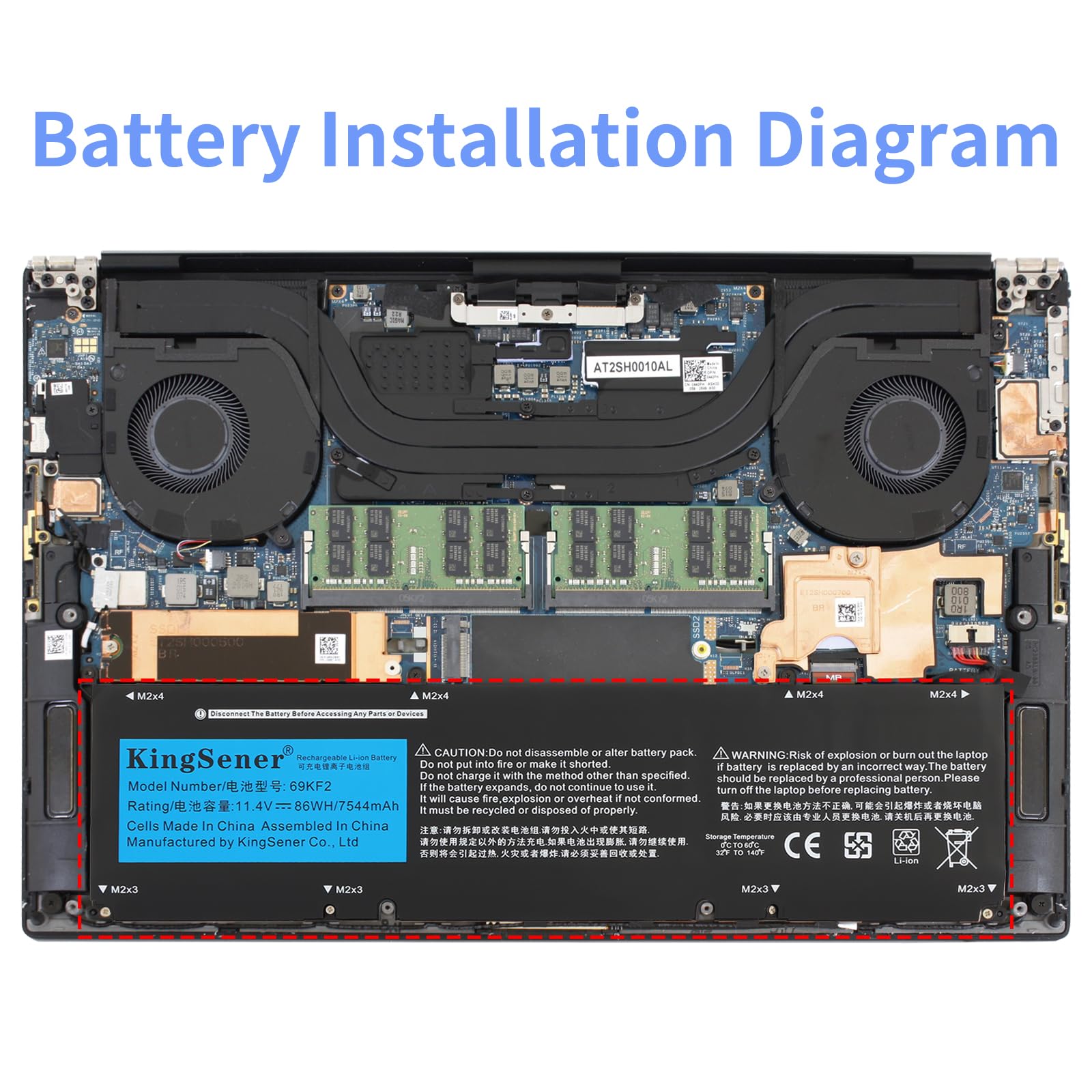 86Wh 69KF2 Batteria per XPS 15 M15 M17 | Ricambio per 8FCTC 08FCTC 70N2F 070N2F M59JH; XPS 15 9500 9510 9520 Precision 5550 R3 R4 R3 R4