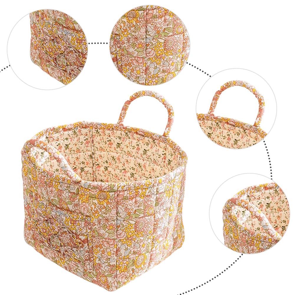 Cesta de almacenamiento, tela bohemia, cesta de almacenamiento de tela bohemia, grande, plegable, diseño floral, acolchado, cesta de la ropa con asas, habitación infantil, portátil, almacenamiento