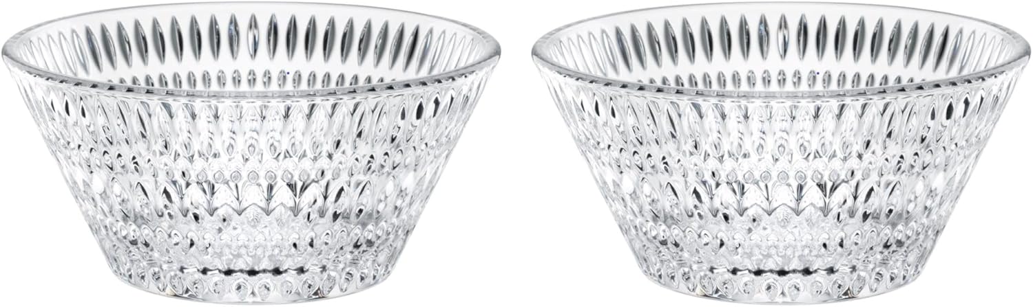 Nachtmann Ethno Collection Crystal Bowls – 2-Piece Set of 25.5 oz Lead-Free Glass with Arabesque-Inspired Design, Elegant Tableware for Salads, Side Dishes, Snacks, Entertaining, Events