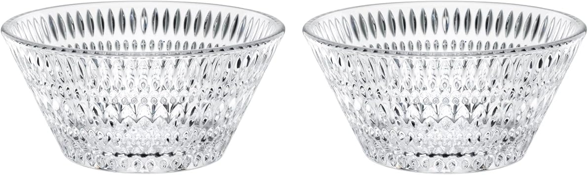 Nachtmann Ethno Collection Crystal Bowls 2-Piece Set of 25.5 oz Lead-Free Glass with Arabesque-Inspired Design, Elegant Tableware for Salads, Side Dishes, Snacks, Entertaining, Events