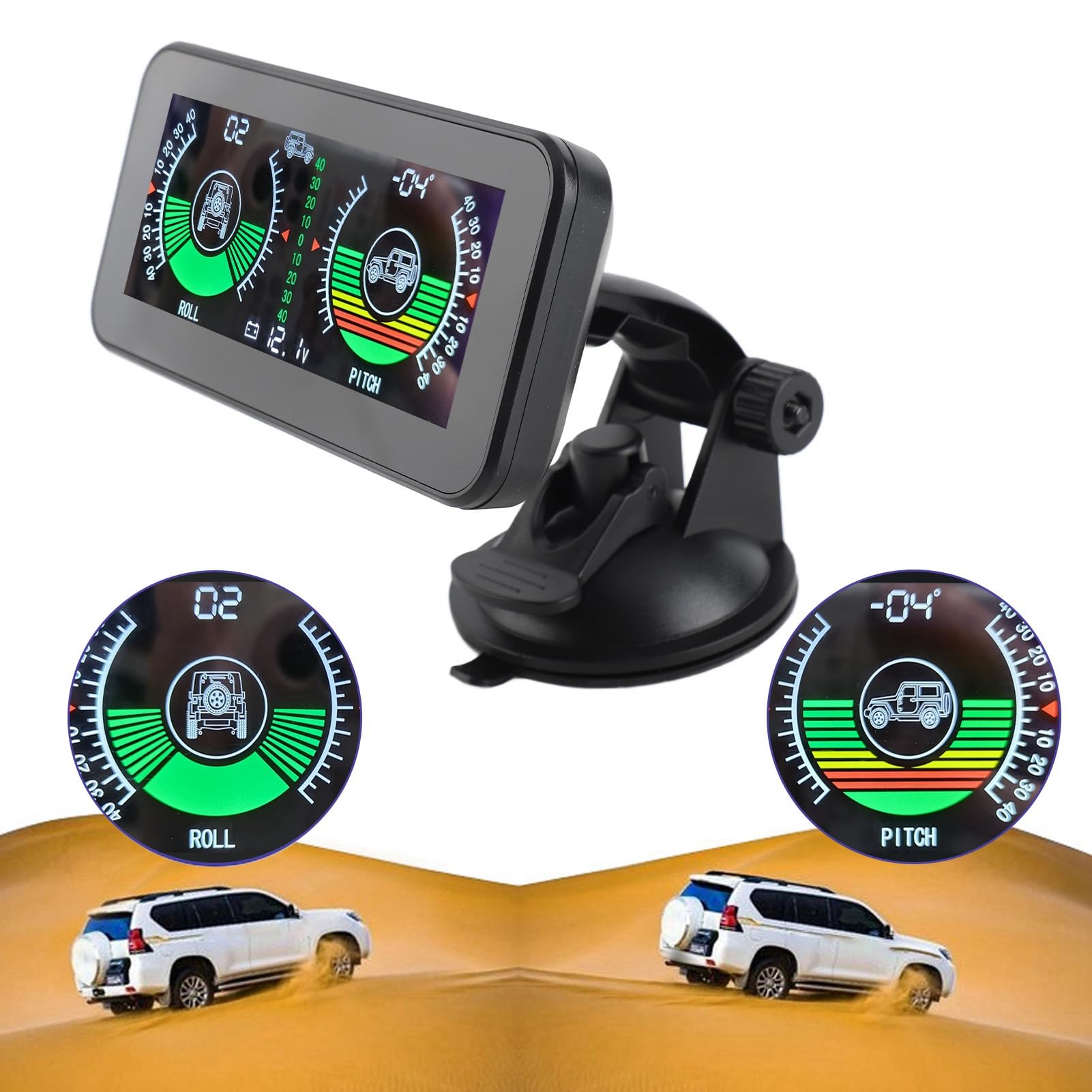 Inclinómetro Digital para Coche con Monitor de Voltaje en Tiempo
