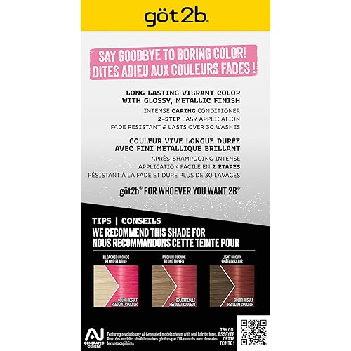 Vista 30 de Got2b Metallics - Tinte permanente para el cabello, color rosado Sakura M84 Rosa (Sakura Pink)