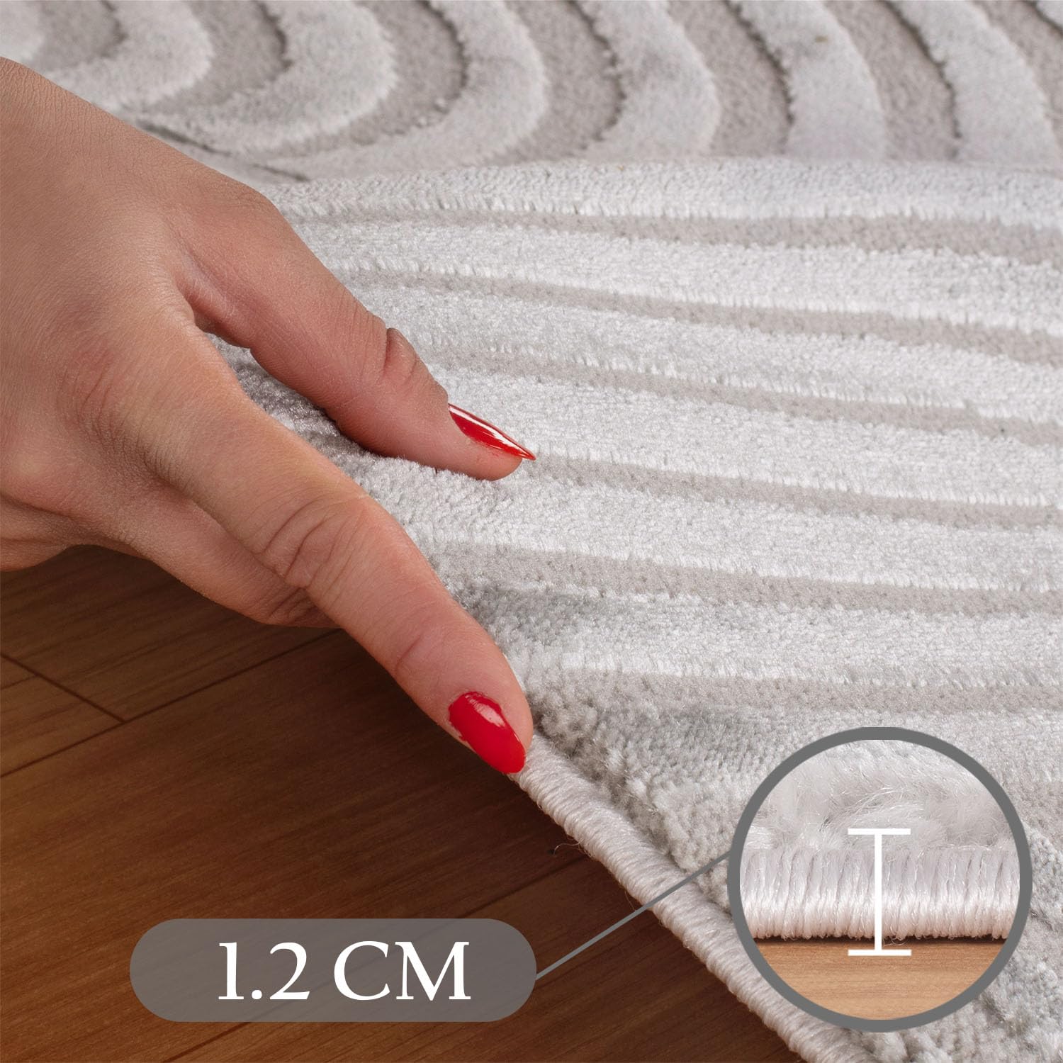 SIMPEX Tapis Salon 140x200 cm Gris Moderne Scandinave Boho Uni Effet 3D Doux Lavable Facile d'entretien Antidérapant pour Chambre Salle à Manger